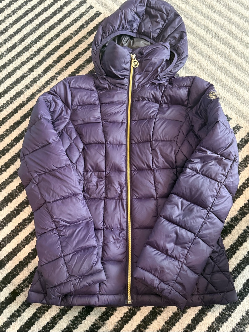 Sold -  Kors purple packable Quilted Puffer Jacket with Hood